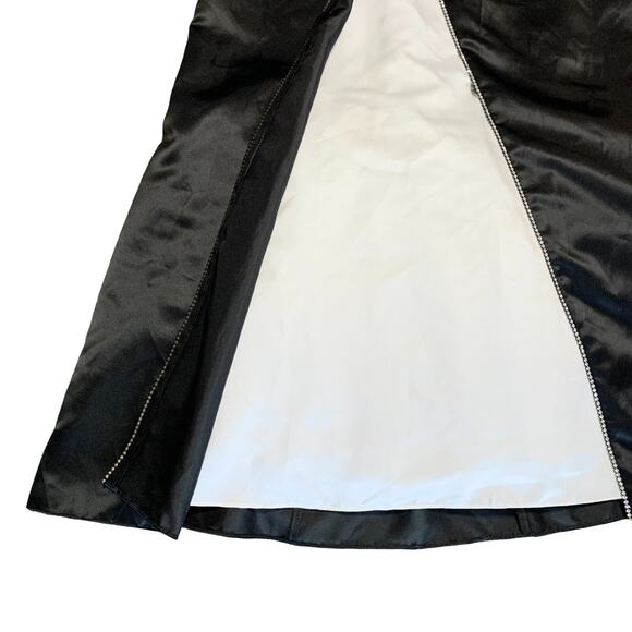 Vintage 80s Jump Apparel Black Halter Prom Gown 11/12 Rhinestone Trim Crinoline - Picture 8 of 16